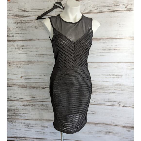 French Connection Sheer Illusion Little Black Sleeveless Bodycon Dress Sz Sz 6 - Picture 1 of 9
